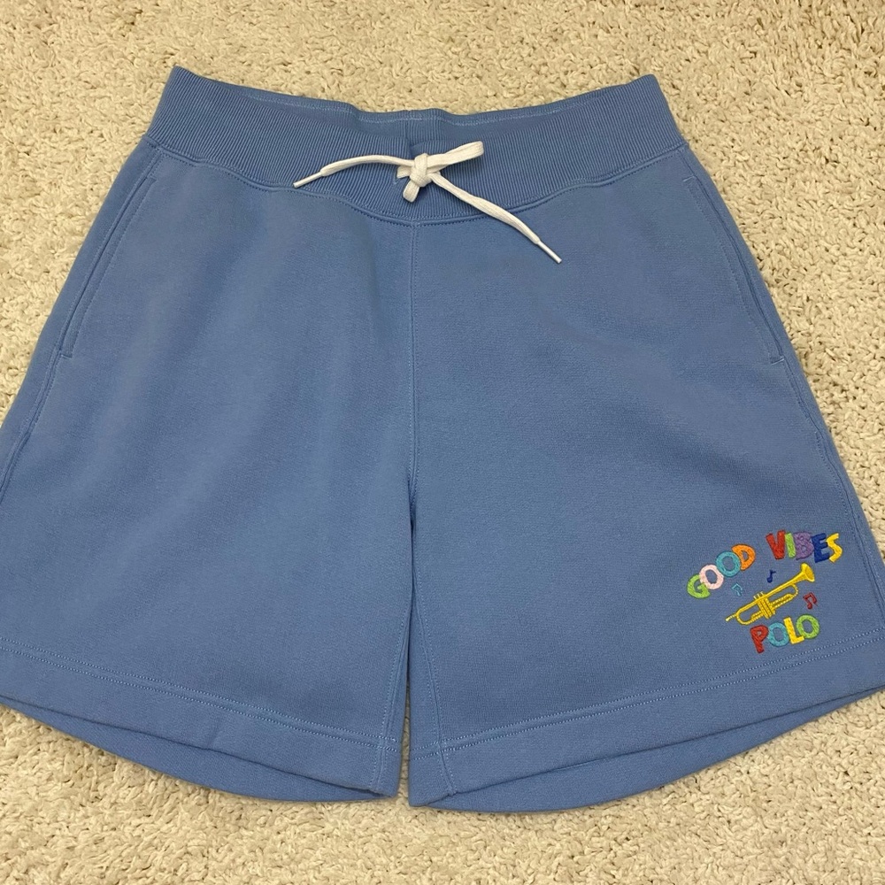 Ralph Lauren Women’s Fleece Shorts baby- blue with Embroidery